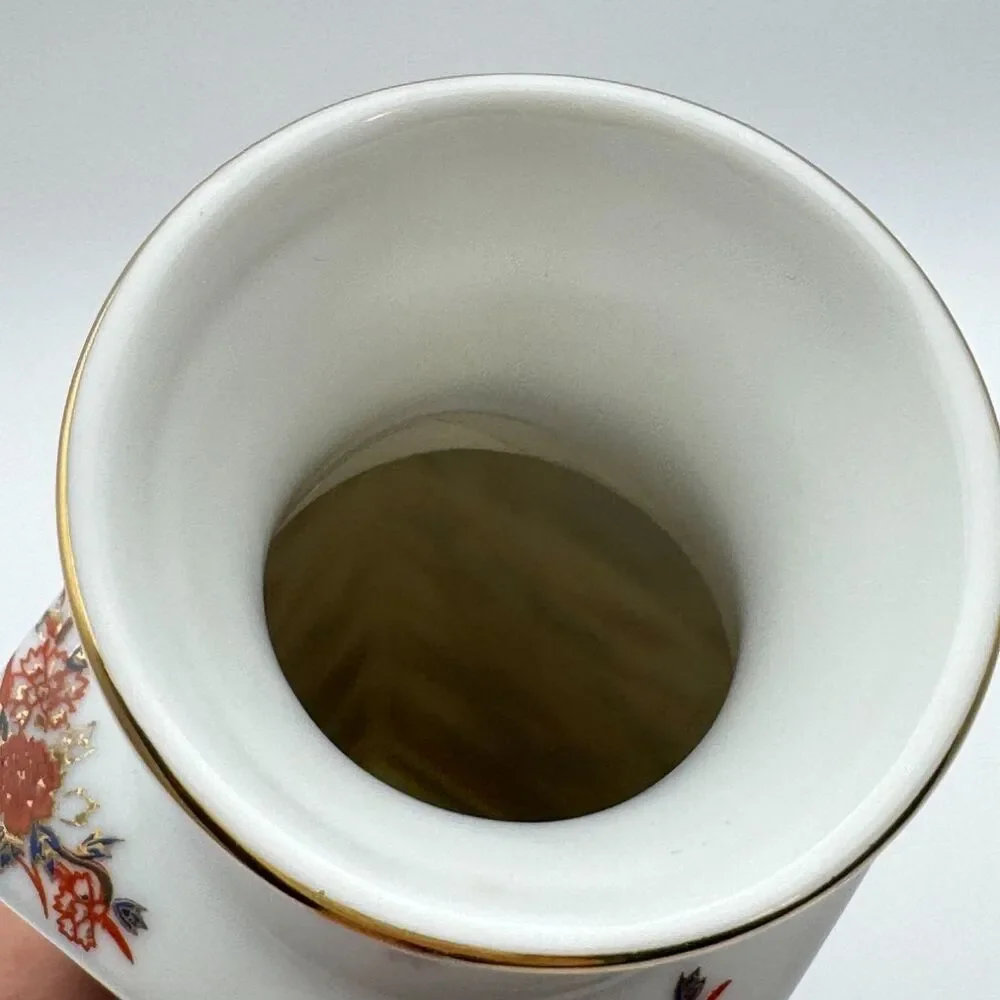 Imari Style Porcelain Bud Vase Square Floral Gold Gilt Blue Orange 8